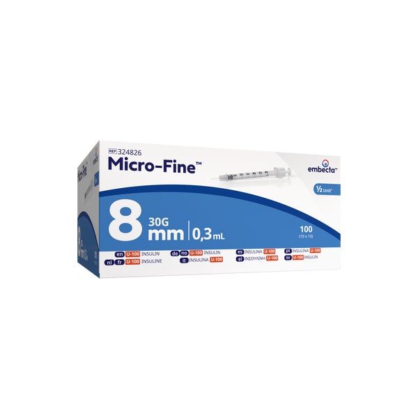 Micro-fine Insulinspritze U100 0,3x8 Mm 100 St