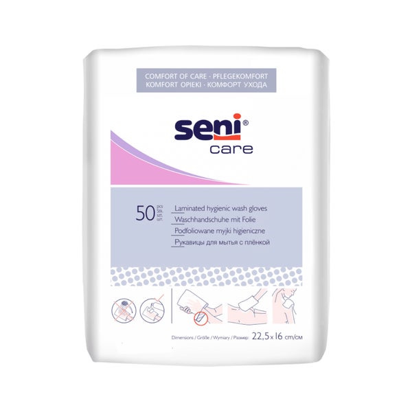 SENI Waschhandschuhe mit Folie 50 St
