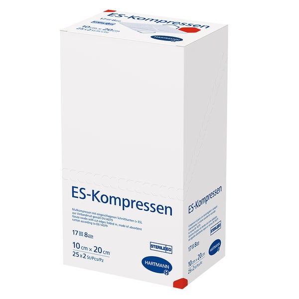 ES Mullkompressen steril 10 x 20 cm, 17-fädig, 8-fach 25X2 St