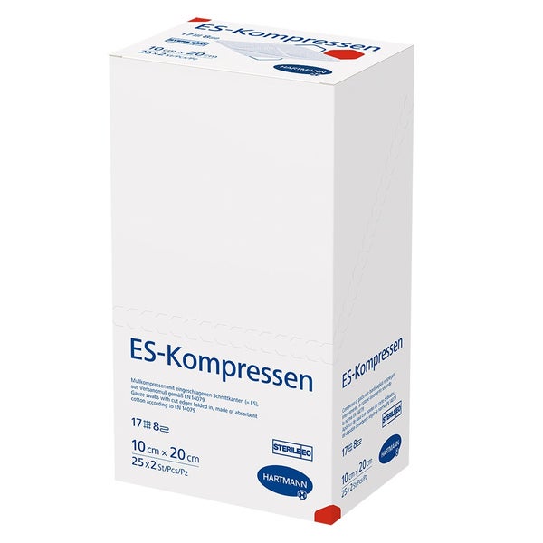 Hartmann ES-Kompressen steril 8- lagig 25 x 2 Stück - 10 x 20 cm / Einzelpackung 25X2 St