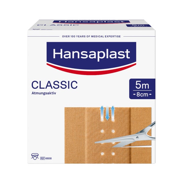 Hansaplast Classic Pflasterrolle, 5m x 8cm 1 St