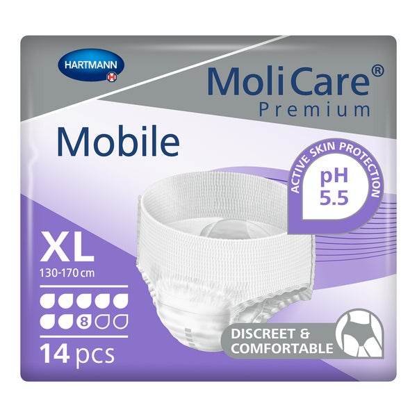 MoliCare Premium Mobile, 8 Tropfen, Gr.XL, Hüftumfang 130 - 170 cm 14 St