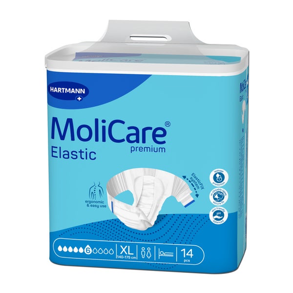 MoliCare Premium Elastic, 6 Tropfen, Gr. XL, 140 - 175 cm Hüftumfang 14 St