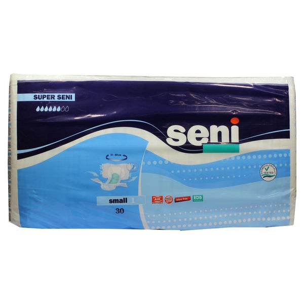 Seni Super small Inkontinenzhosen, Unisex, 30er Pack, 55 - 80 cm, 1600 ml 30 St
