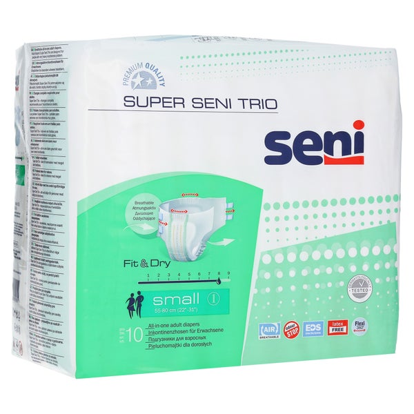 Super Seni Trio Small Inkontinenzhosen, Unisex, 10er Pack, 55 - 80 cm, 2600 ml 10 St