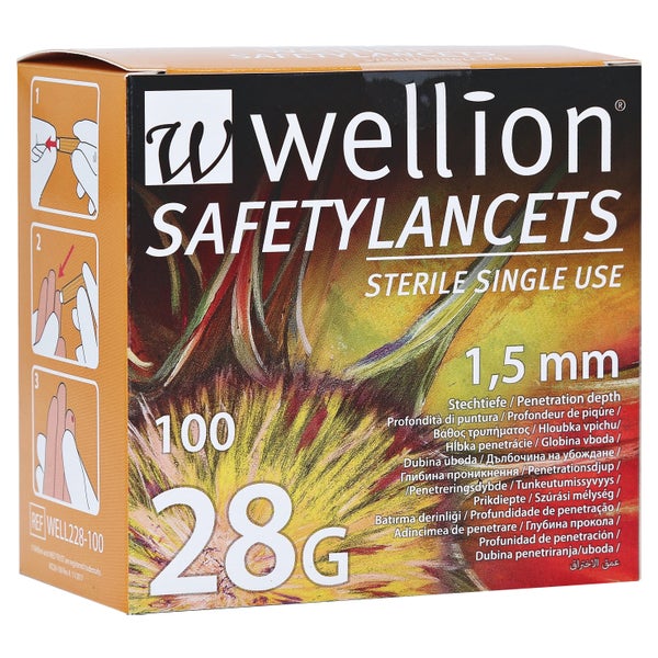 Wellion Safetylancets 28 G Sicherheitsei 100 St