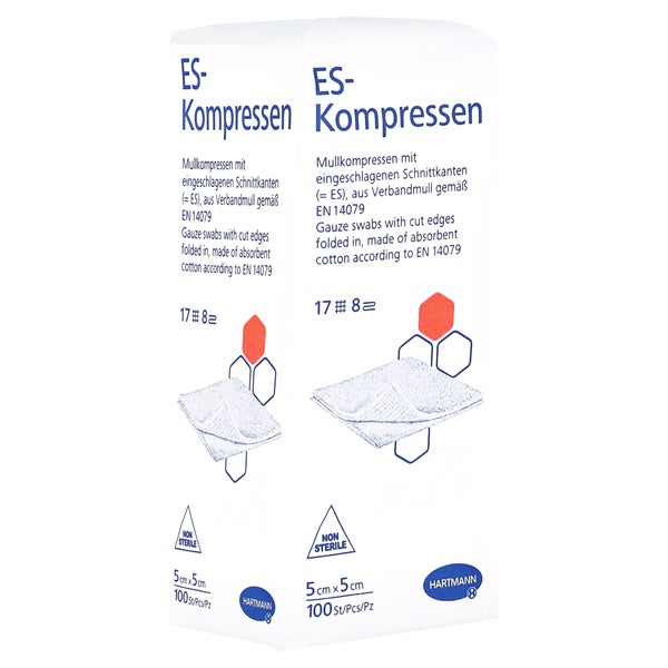 ES-KOMPRESSEN Mullkompressen unsteril 5x5 cm 8fach 100 St