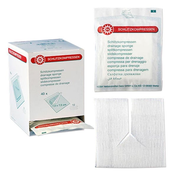 NOBA Schlitzkompressen steril 12- lagig 40 x 2 Stück - 10 x 10 cm 40X2 St
