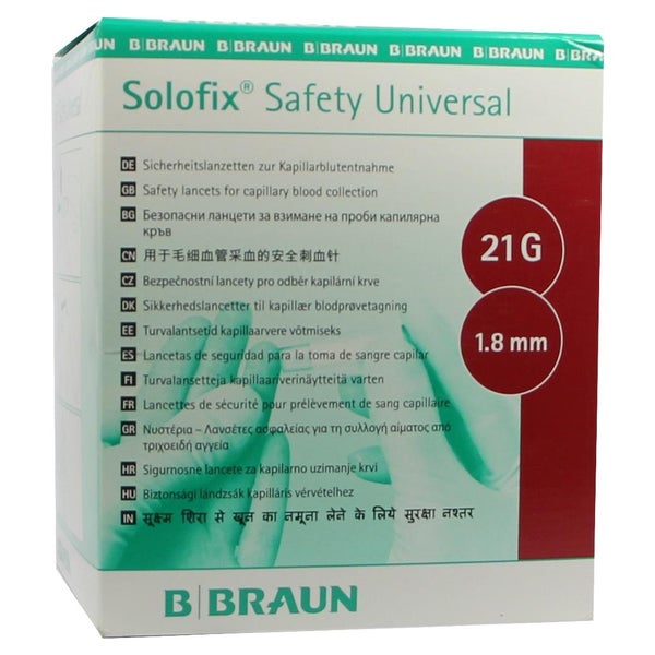 B. Braun Solofix® Safety Sicherheits-Blutlanzetten 200 Stück - Universal (rot) 200 St