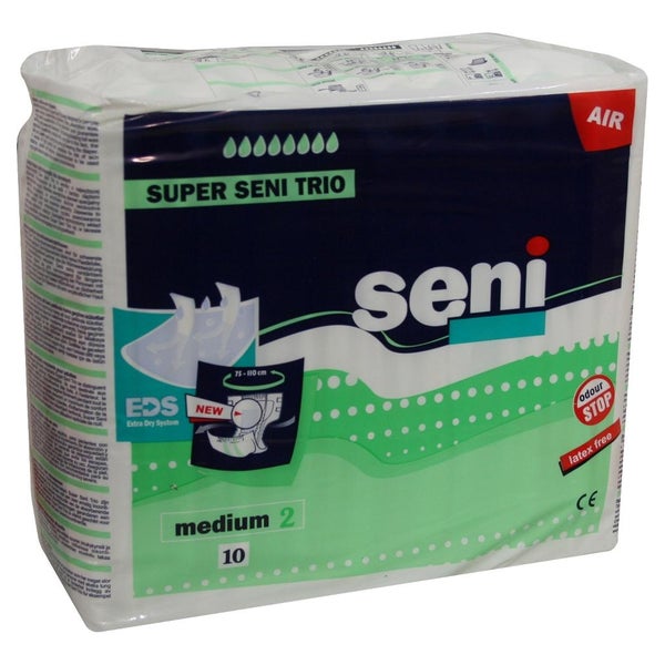 Seni Super Trio Medium Inkontinenzhosen, Unisex, 10er Pack, 75 - 110 cm, 3000 ml 10 St