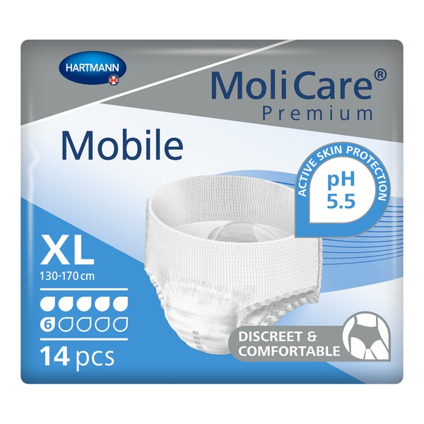 MoliCare Premium Mobile, 6 Tropfen, Gr.XL, Hüftumfang 130 - 170 cm 14 St