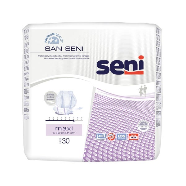 Seni San Maxi Inkontinenzvorlagen, 37 x 69 cm, 2200 ml, 30er Pack 30 St